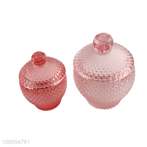 Hot selling European glass candy jar empty candle jar with lid