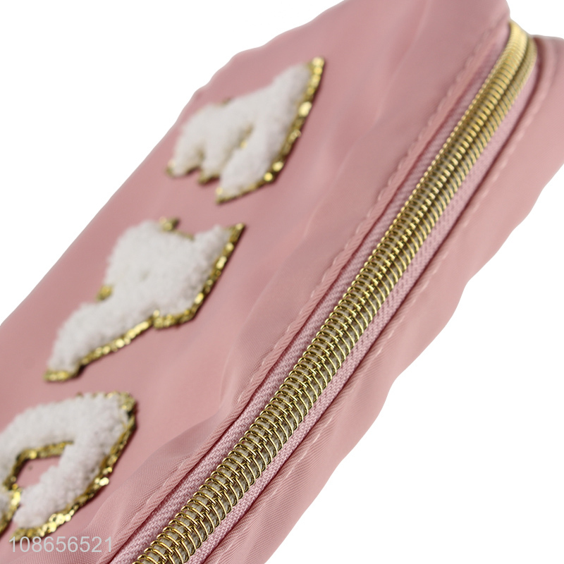 Popular products pink large capacity makeup bag cosmetic bag with zipper