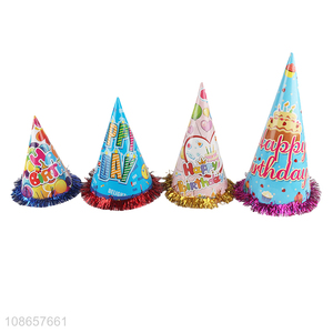 Wholesale printed birthday party hats cone hats birthday party supplies