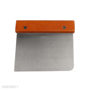 Wholesale stainless steel dough scraper with wooden handle for baking