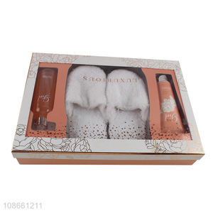Top selling personal care body wash body lotion set with slippers