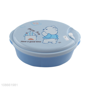 Hot selling 2-compartment plastic lunch box food container with cutlery