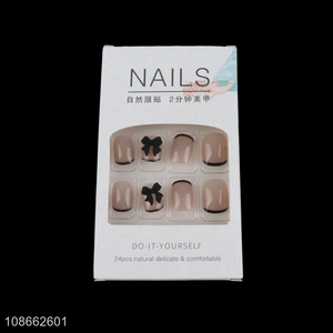 Best selling 24pcs natural artificial nail fake nail set wholesale
