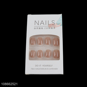 Popular products 24pcs natural decorative <em>fake</em> <em>nail</em> for girls