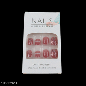 China factory pink girls natural fake nail for nail art decoration