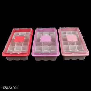 High quality 18-hole reusable flexible ice cube tray ice mold with lid