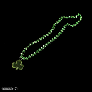 Factory Price Shamrock Beads Necklaces St. Patrick's Day Clover Bead Necklace