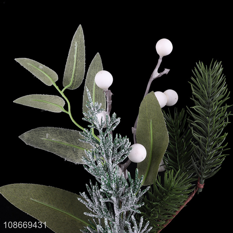 Good selling white berry picks pine cone branch for christmas decoration