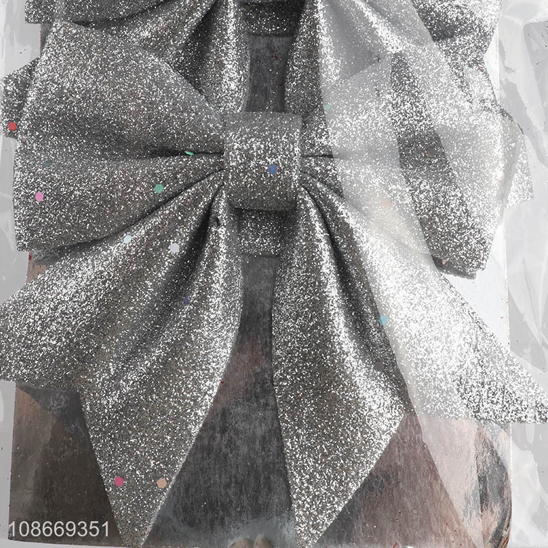 Popular products silver 3pcs christmas decoration bowknot for sale