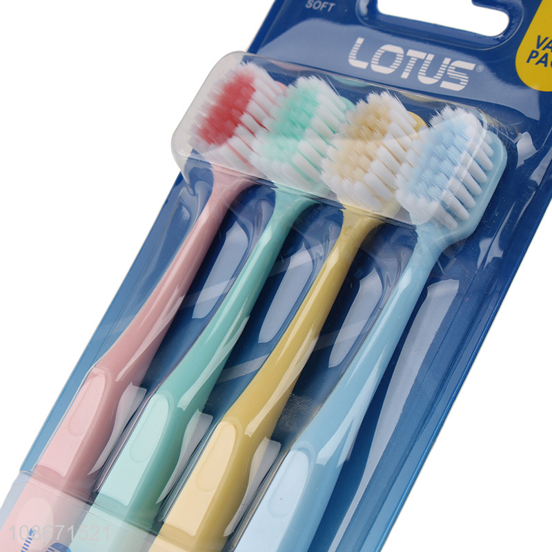 New product 4 pieces soft bristle toothbrush for whole family use