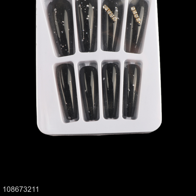 Good quality 24pcs black series false nails nail art supplies