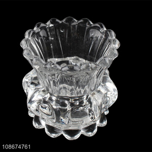 Hot selling crystal clear glass candle holder candlestick for decor