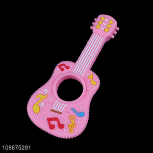 Good sale guitar shape <em>baby</em> <em>teether</em> food grade <em>baby</em> teething toy