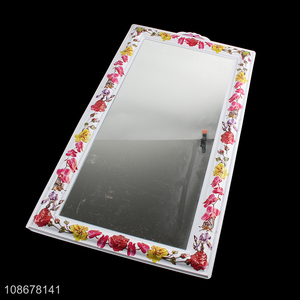 Hot selling fancy floral framed wall mounted bathroom vanity mirrors