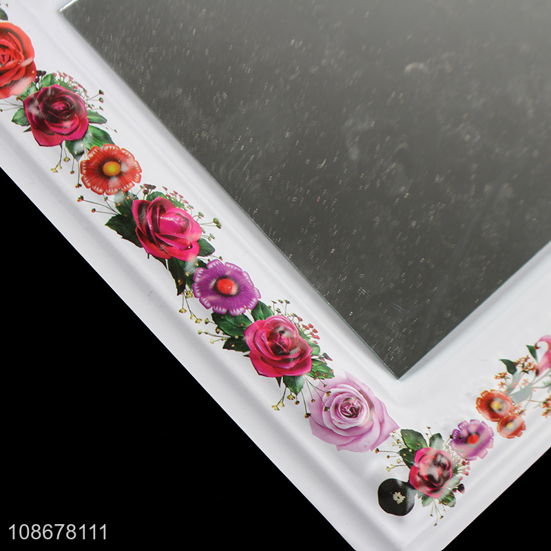 Wholesale floral framed bathroom mirror wall hanging makeup mirror