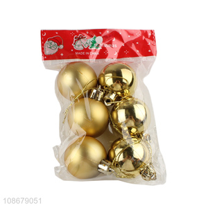 Top products 6pcs golden hanging christmas ball for xmas tree