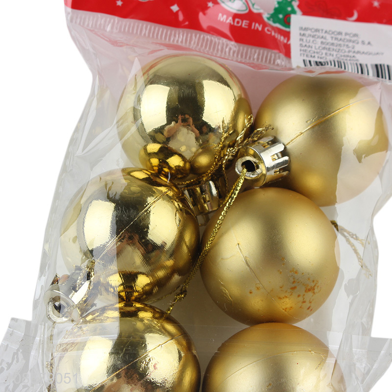 Top products 6pcs golden hanging christmas ball for xmas tree