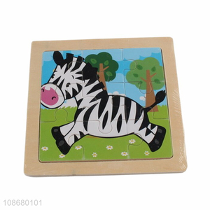 Online wholesale cartoon zebra puzzle toy wooden early learning toy