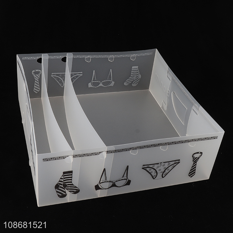 Wholesale clear foldable closet drawer organizer with dividers for underwear