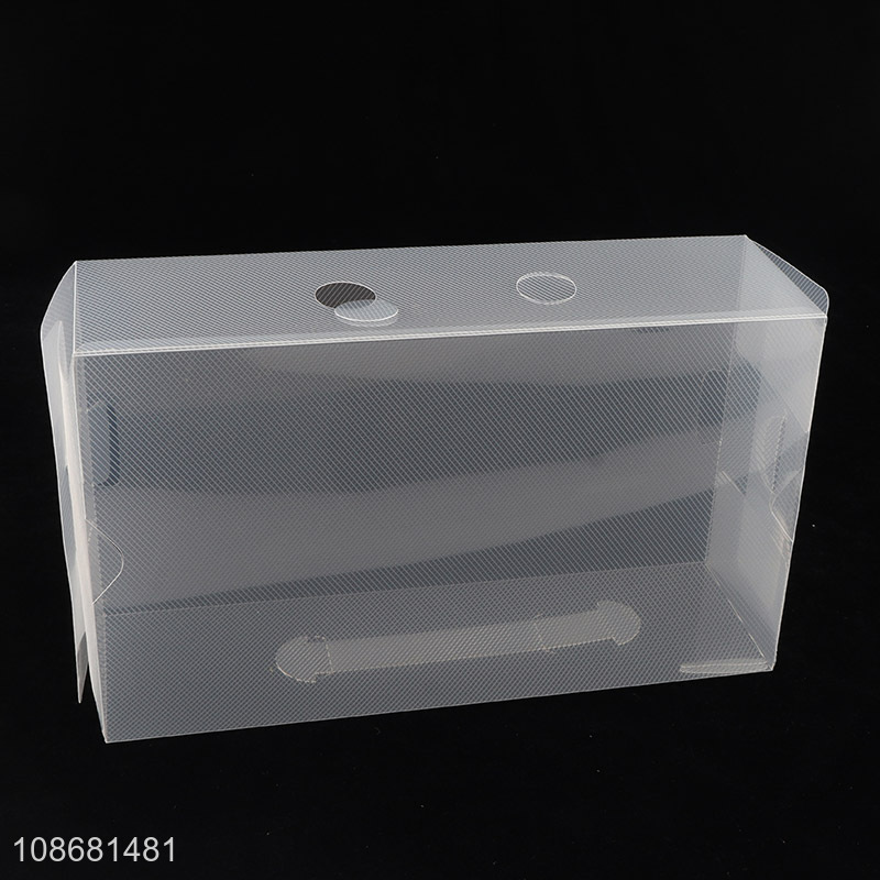 Hot sale clear foldable pvc shoe storage bin shoe container with handle