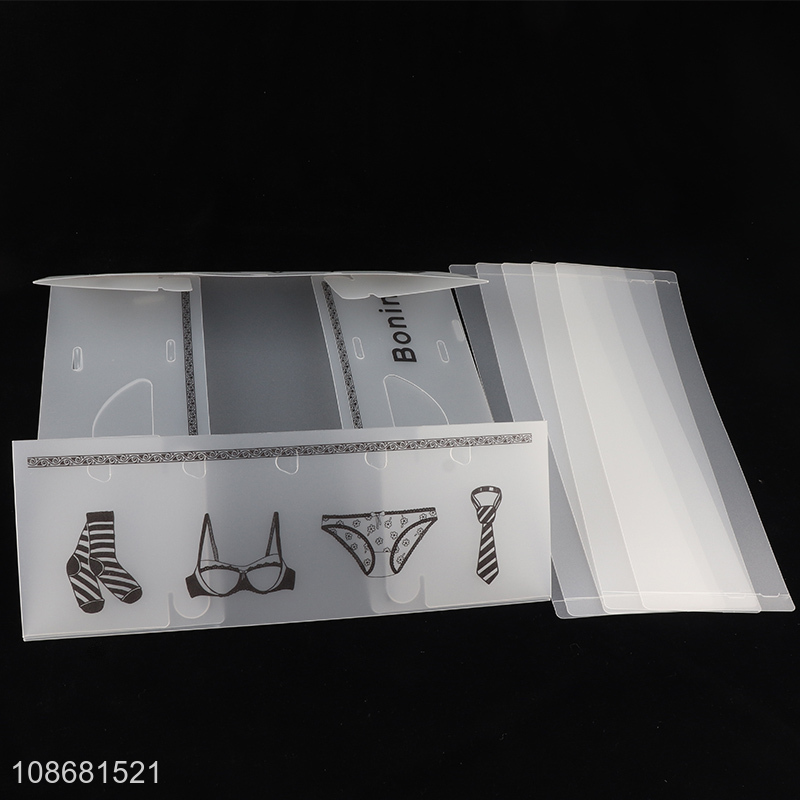 Wholesale clear foldable closet drawer organizer with dividers for underwear