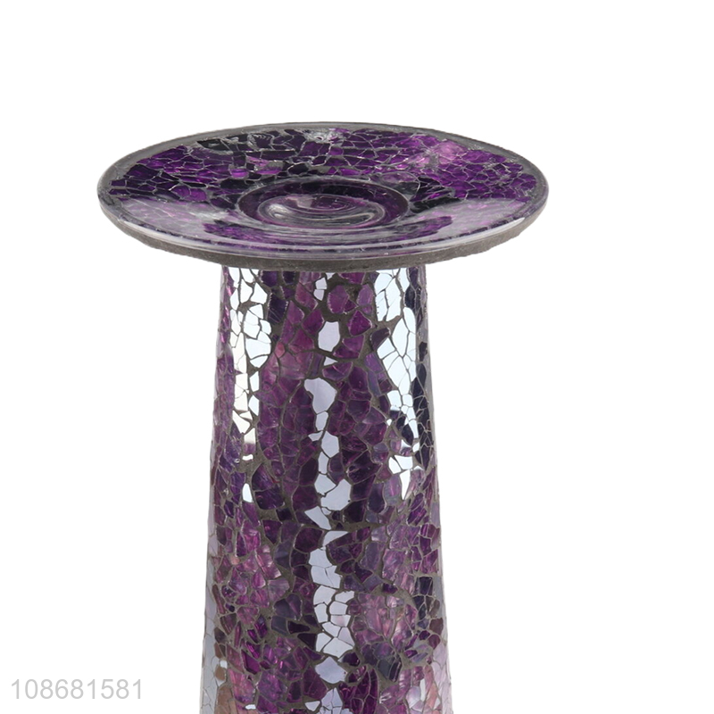 Factory price v shaped mosaic glass flower vase for tabletop decoration