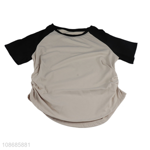 Online wholesale girls summer round neck raglan sleeve tees slim short T-shirt