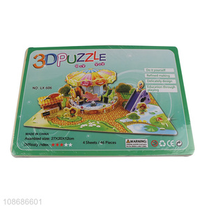 Online wholesale 46 pieces DIY 3D carousel jigsaw puzzle toy