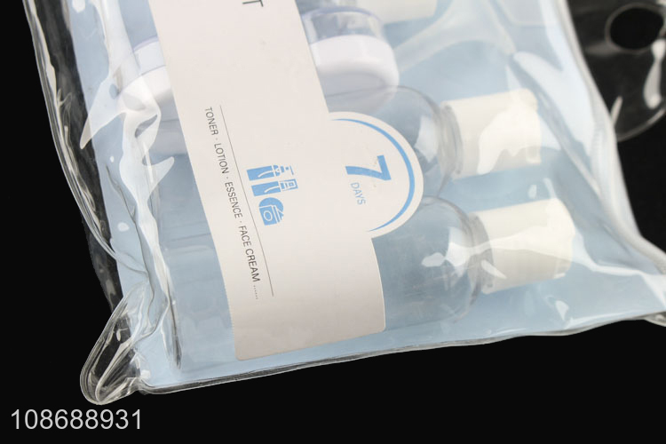Good quality 9pcs leakproof empty plastic travel bottle set for toiletries