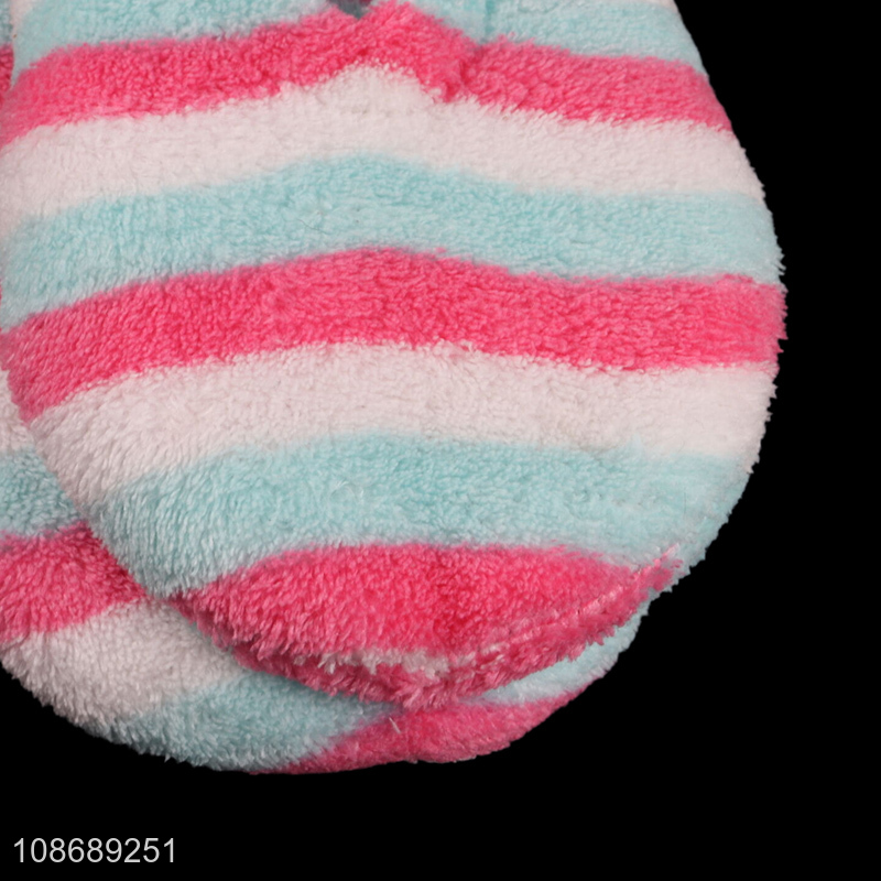 Wholesale women's plush slippers anti-slip colorful striped slippers
