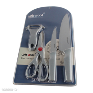 Factory price 4pcs kitchen knife set kitchen scissors and fruits peeler set