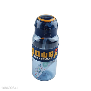 Wholesale 800ml portable plastic water bottle with straw & flip lid