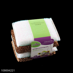 Good quality 4pcs thick sponge scouring pads dishwashing sponge