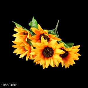 Latest products 7heads plastic artificial sunflower fake flower for sale