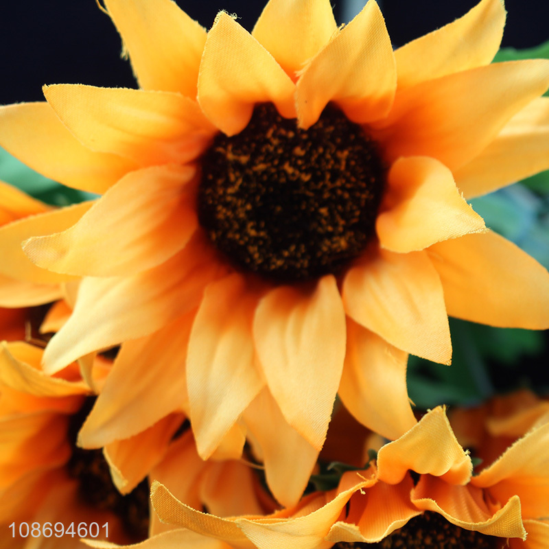 Latest products 7heads plastic artificial sunflower fake flower for sale