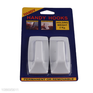 Good quality 2pcs traceless nail free sticky hooks bathroom towel hooks