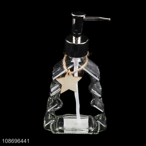 Hot selling hand pump dispenser christmas tree lotion glass bottle