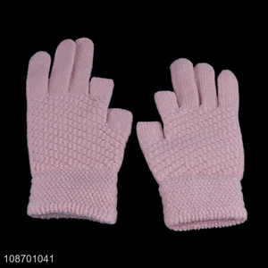Most popular two fingers exposed touch screen polyester winter gloves