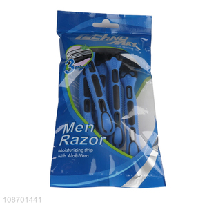 New product 3 blades disposable razors with moisturizing strip