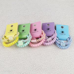 Best selling candy color telephone wire hair rope elastic hair ring wholesale