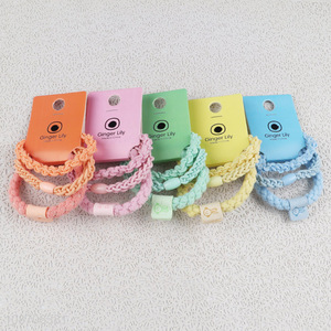 Factory price candy color fashion girls braided hair rope hair ring for headdress