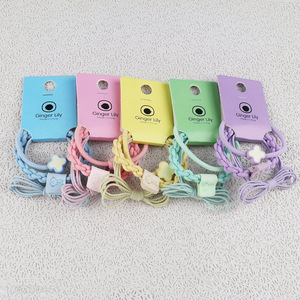 China factory candy color braided bowtie hair rope hair ring for headdress