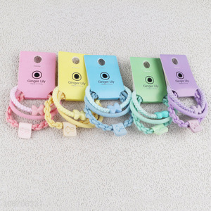 Online wholesale candy color bow tie braided hair rope hair ring for girls