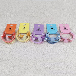 China wholesale cartoon bear candy color lace hair rope hair ring for girls