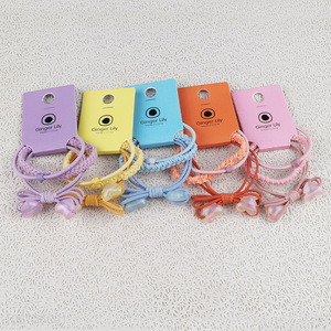 Online wholesale multicolor fashion girls double-hearted braided hair rope hair ring