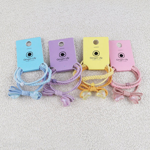 Top selling candy color double heart hair rope elastic hair ring for headdress