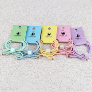 Good quality candy color fashion girls bow tie hair rope set for sale