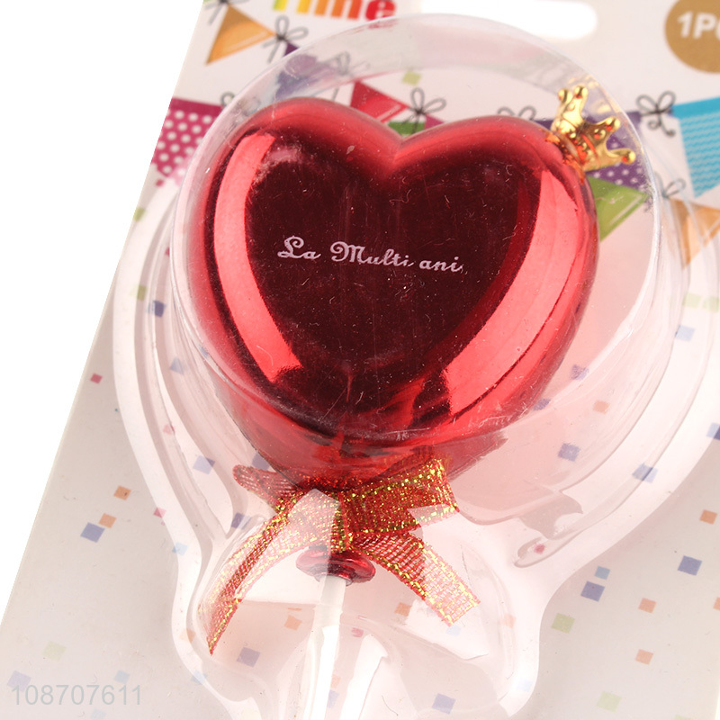 Yiwu factory heart shape smokeless birthday cake candle for decoration