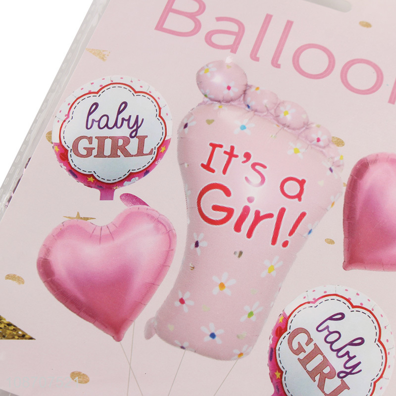 Top quality girls baby shower foil balloon set for party decoration