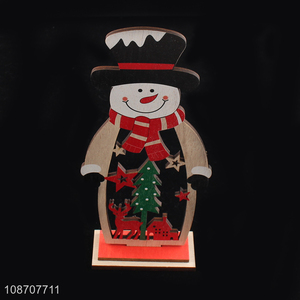 New arrival snowman shape wooden ornaments tabletop decoration for christmas